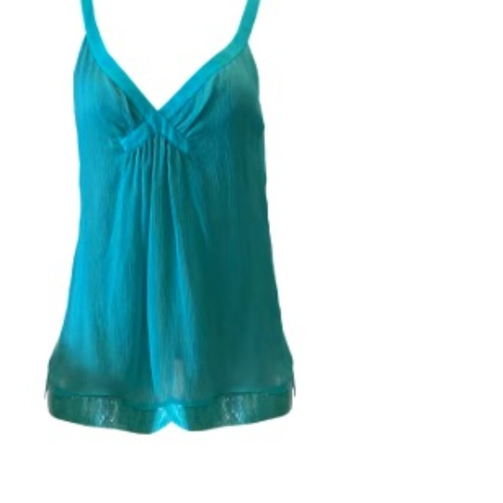 Flawless Vintage Bottega Veneta Teal Blouse Venetian Silk
